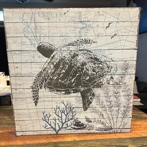 Sea Turtle Wall Art with Map Design